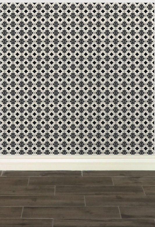 Spanish bw tiles - peel and stick wallpaper