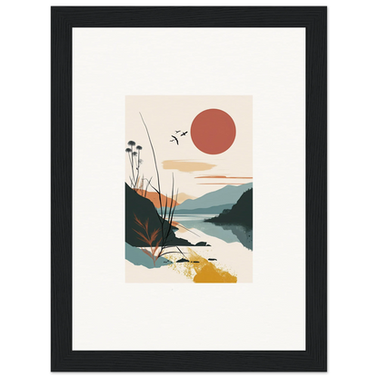 Framed minimalist canvas print of Sunrise Unfurled, perfect for room decoration