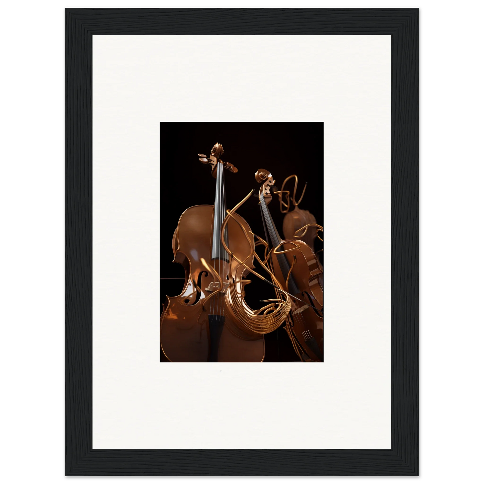 Cello with bow on strings, perfect for Strings Opera canvas print room decoration