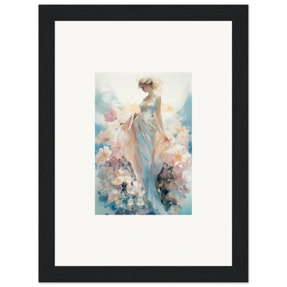 Framed watercolor of a dreamy female figure for stylish room decoration canvas print