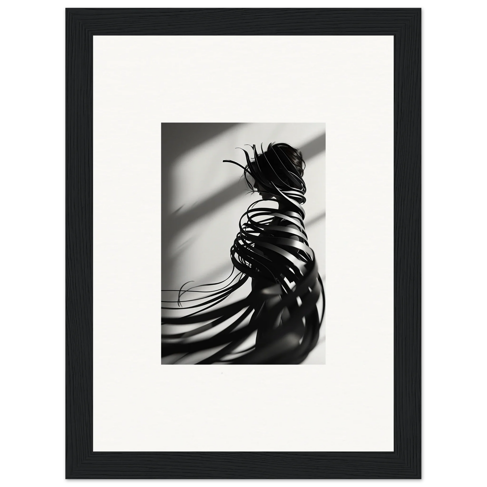 Black and white canvas print of a person with braided hair, perfect for room decoration