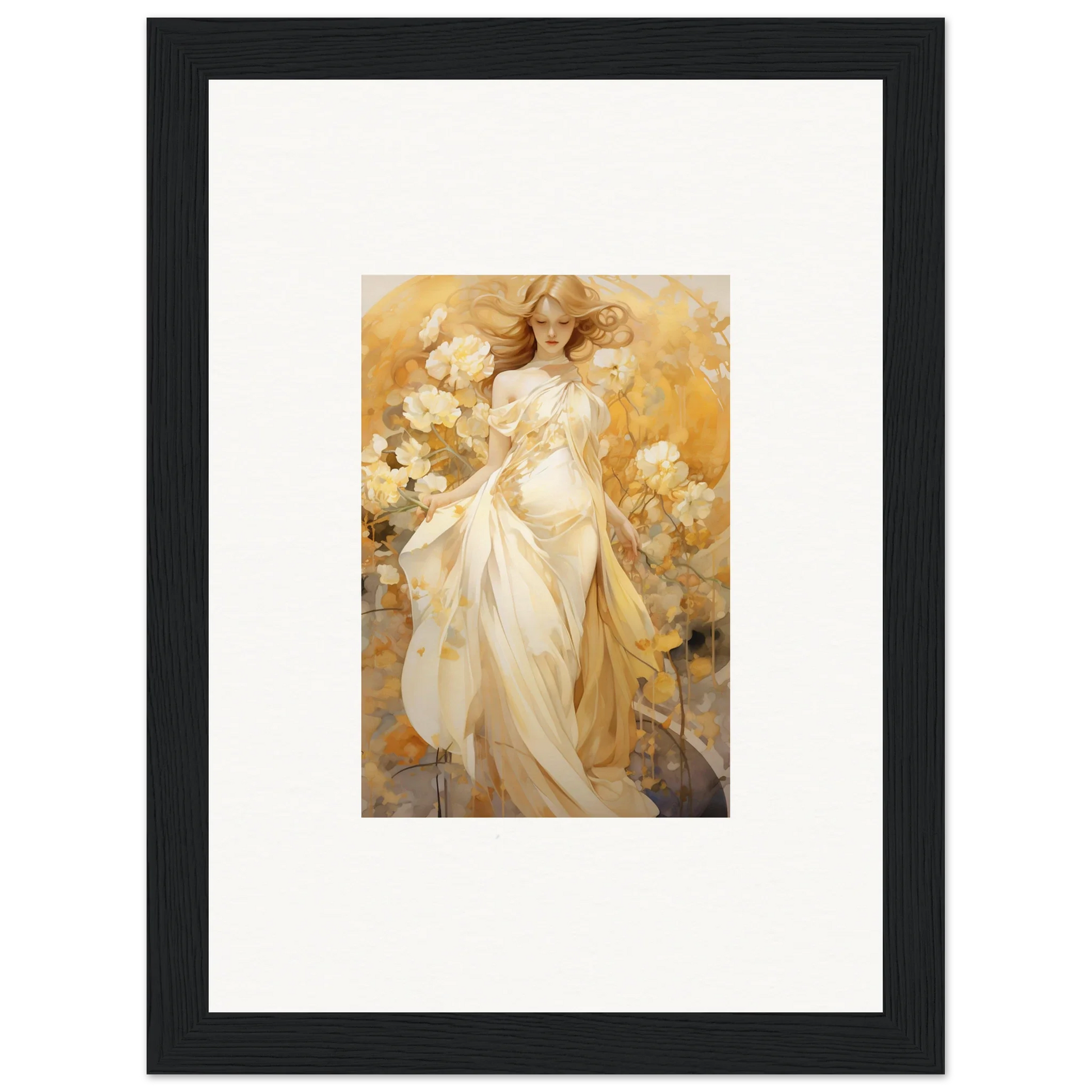 Framed canvas print of an ethereal woman in a silk dream for stunning room decoration