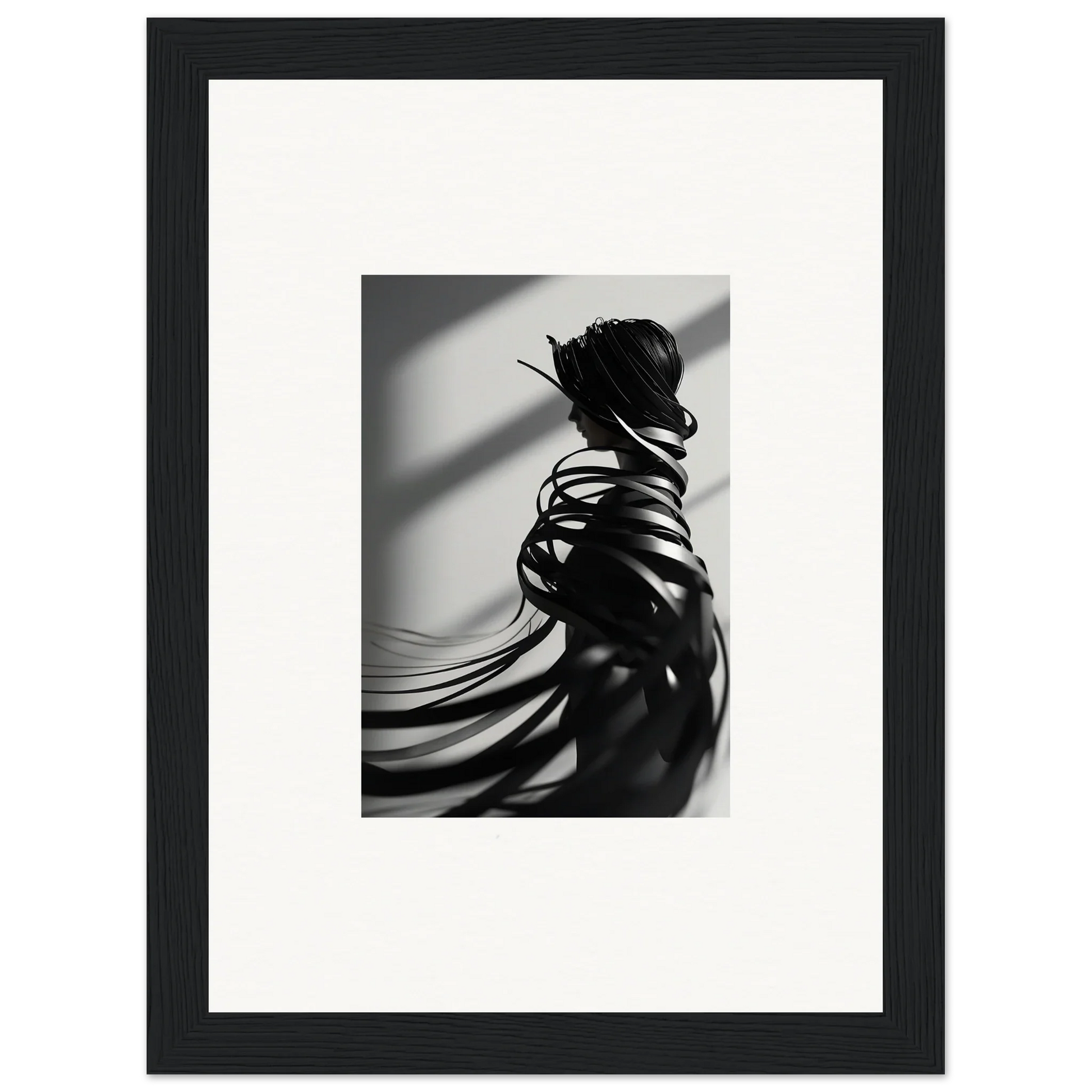 Black and white photo of a person with flowing fabric for stylish room decoration canvas print