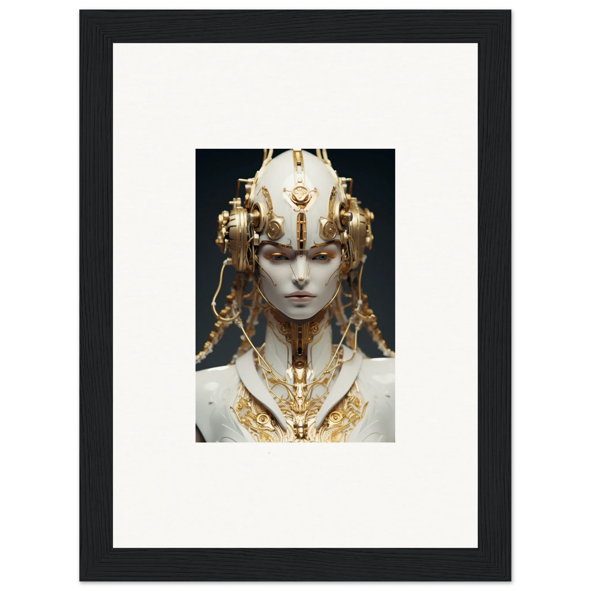 Ornate golden headdress on an ethereal face, perfect for Flux Radiance canvas print