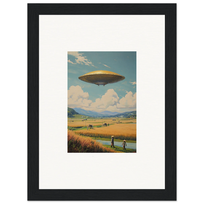 UFO hovering over a rural landscape, perfect for room decoration canvas print