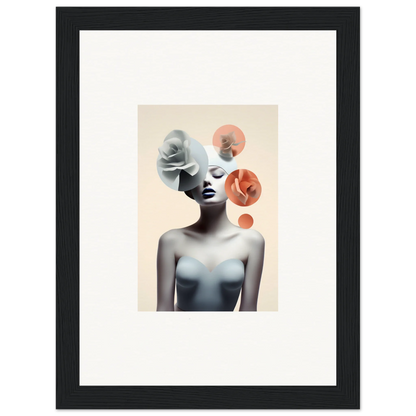 Surrealist portrait of a woman with floral hair for a unique room decoration canvas print