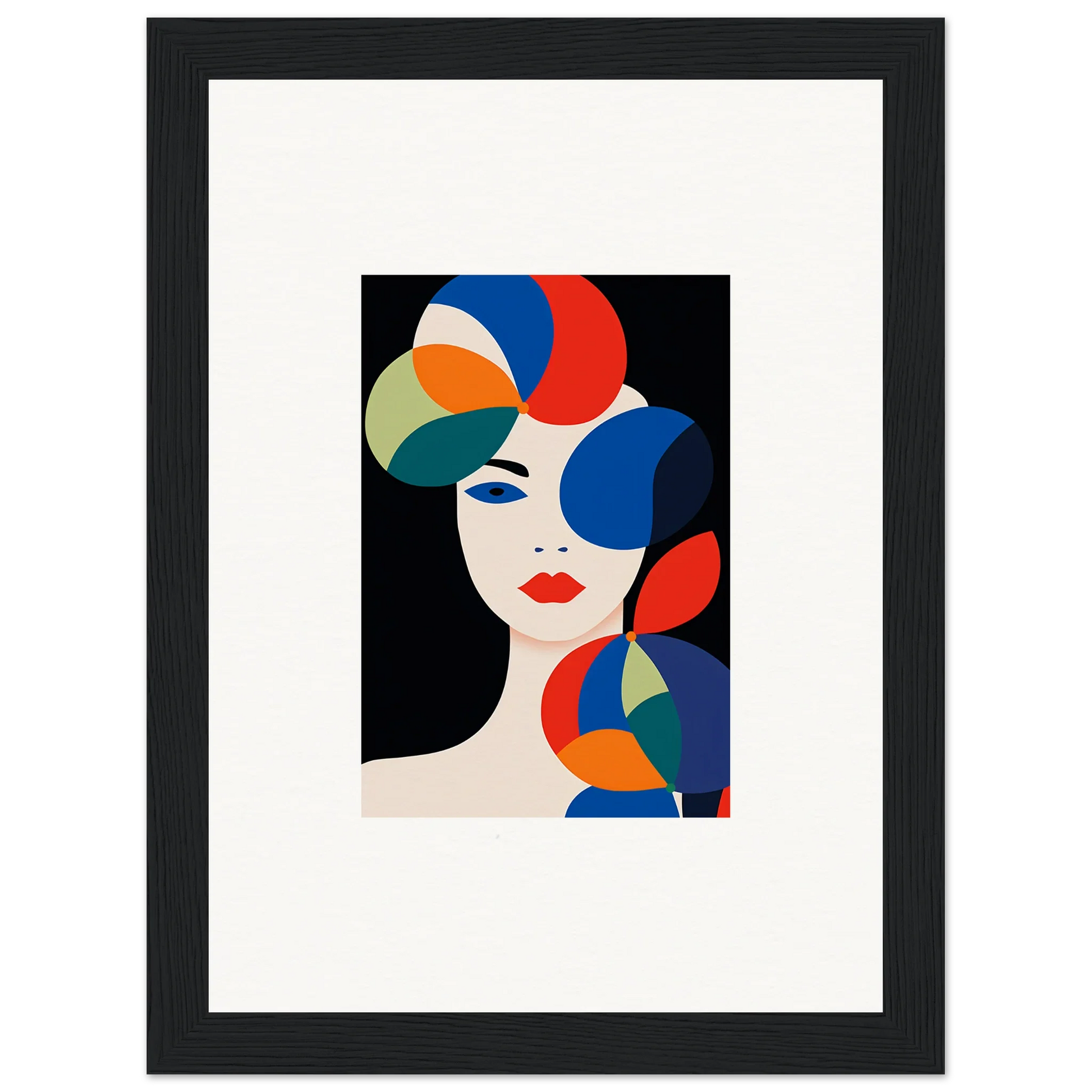 Abstract portrait with colorful shapes, perfect for room decoration as a canvas print