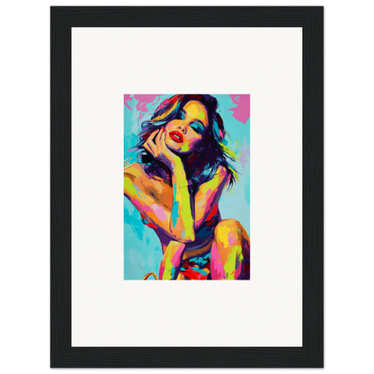 Colorful pop art portrait of a woman, perfect for room decoration or as a canvas print