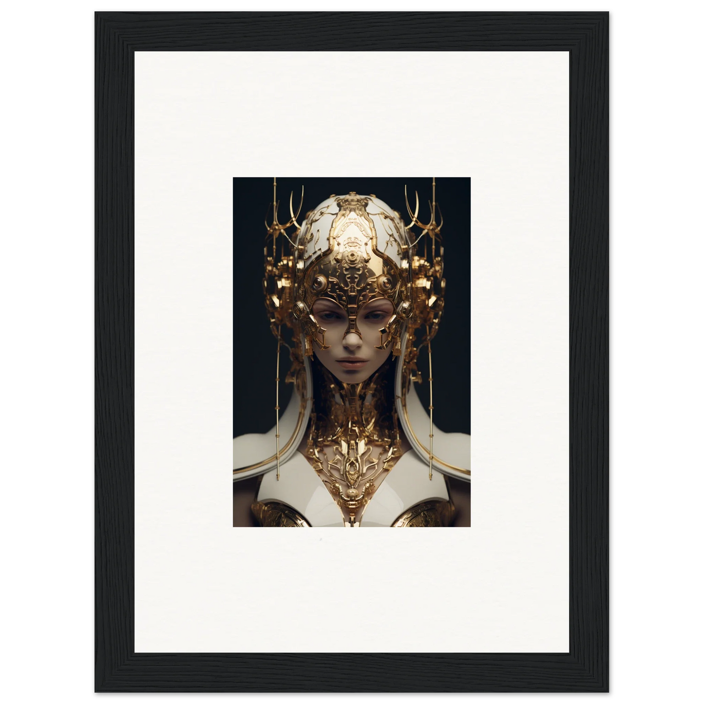 Ornate golden headdress and neck piece for an Ethereal Sovereign canvas print