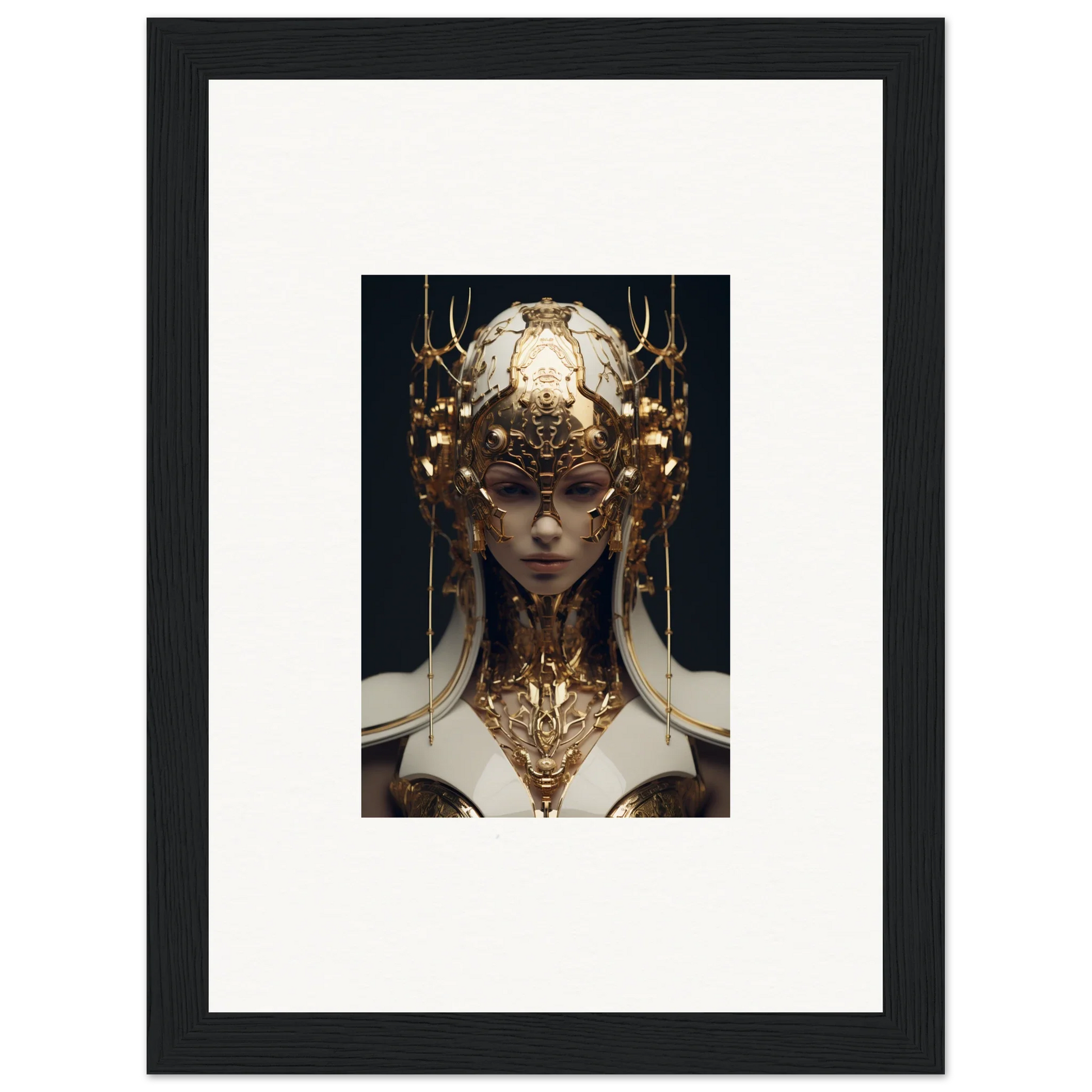 Ornate golden headdress and neck piece for an Ethereal Sovereign canvas print