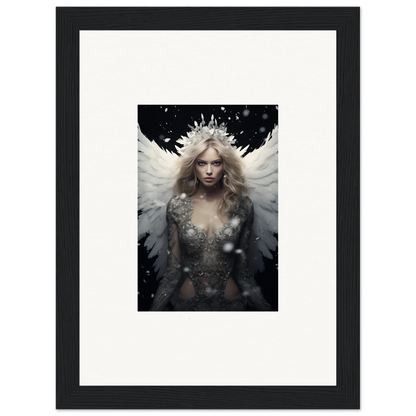 Ethereal feathery specter in crown and dress, perfect for unique room decoration canvas print