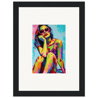 Colorful pop art portrait of a woman in sunglasses for mindscape reverie room decoration