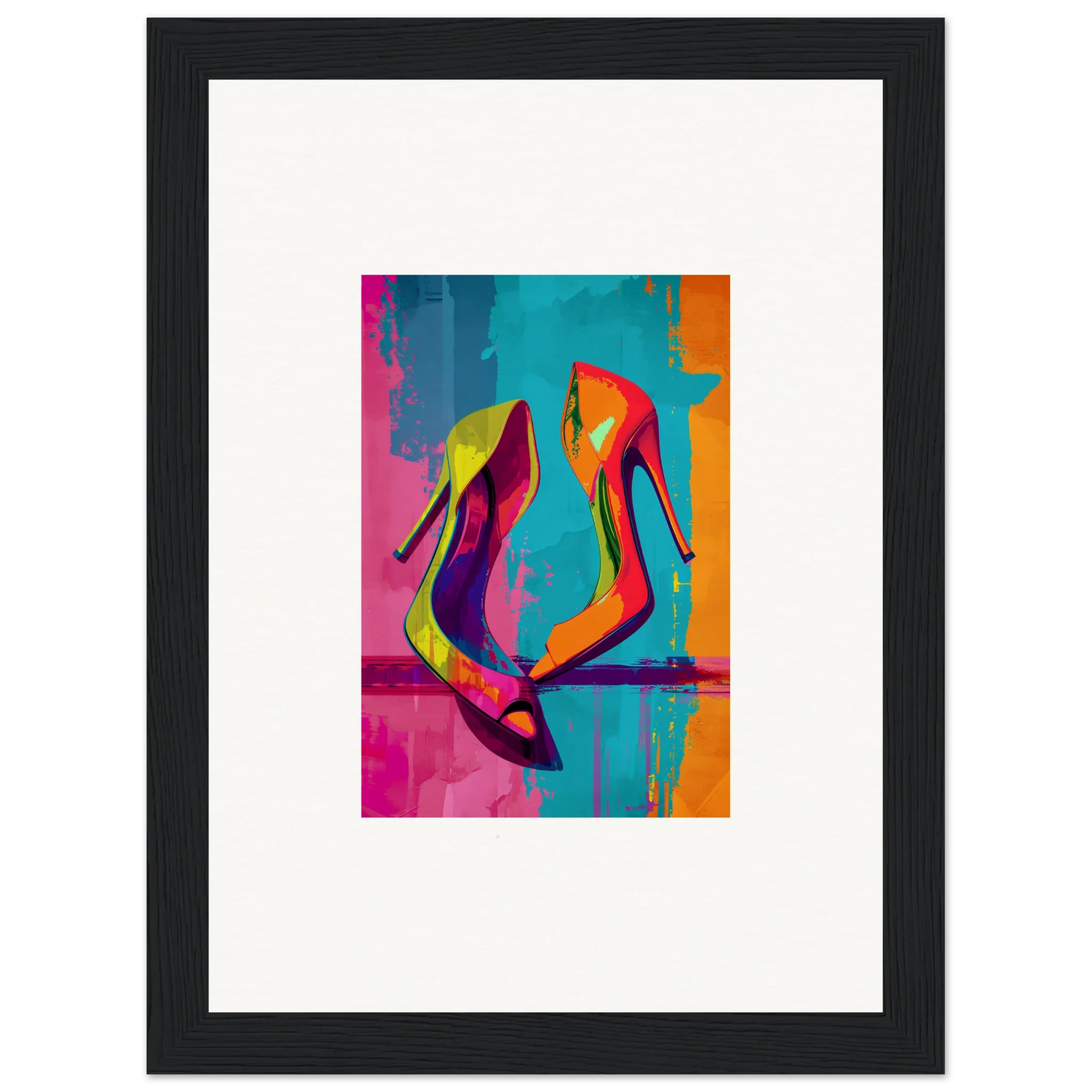 Colorful abstract painting of high-heeled shoes, perfect for room decoration canvas print