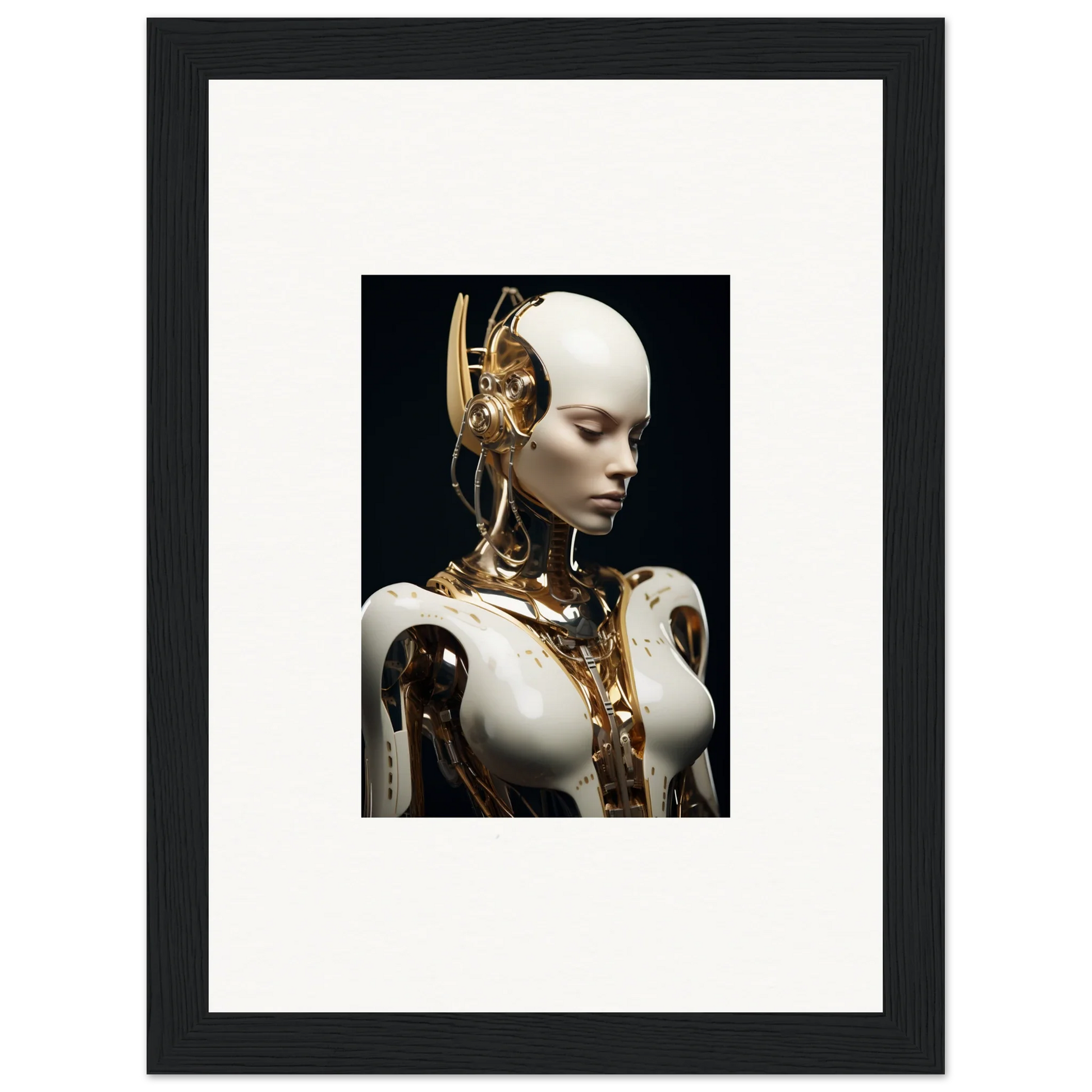 Cool humanoid robot with exposed mechanics, perfect for a dream machine canvas print