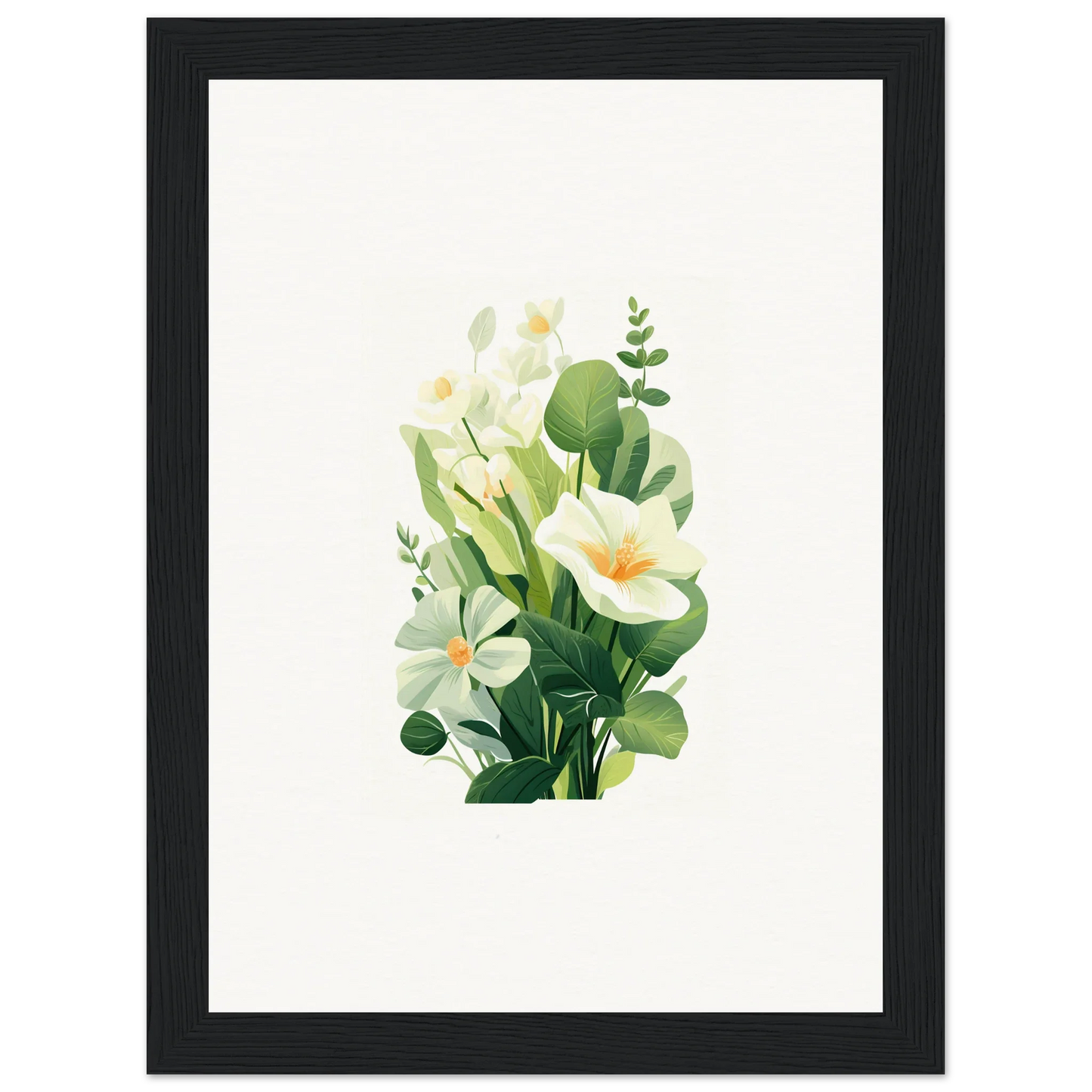 Watercolor painting of white flowers and green leaves for your Garden Whispers room decoration