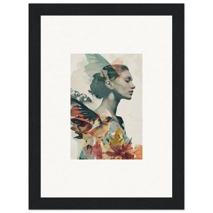 Artistic canvas print of a woman’s profile merging with floral elements in Reverie Blossom