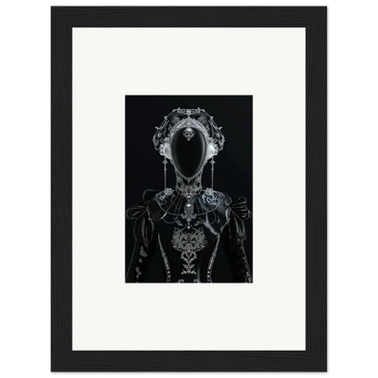 Ornate skeletal figure canvas print with jewelry, perfect for unique room decoration