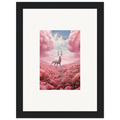 Deer with antlers in pink clouds for eye-catching berry collision canvas print