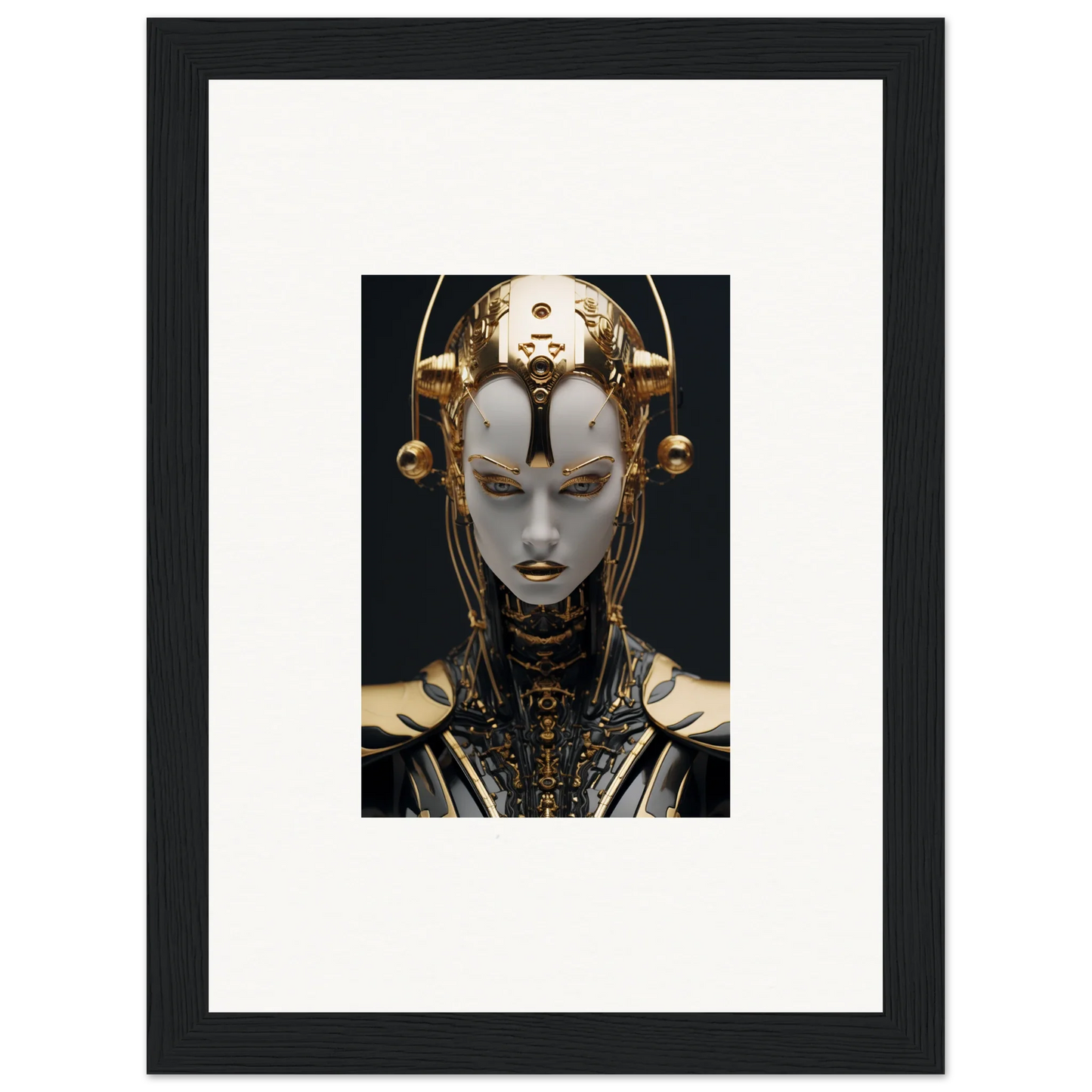 Futuristic robotic face canvas print for stylish room decoration, featuring fulgrid manifestation