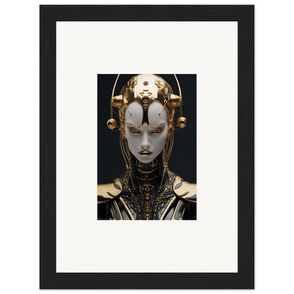 Futuristic robotic face canvas print for stylish room decoration, featuring fulgrid manifestation