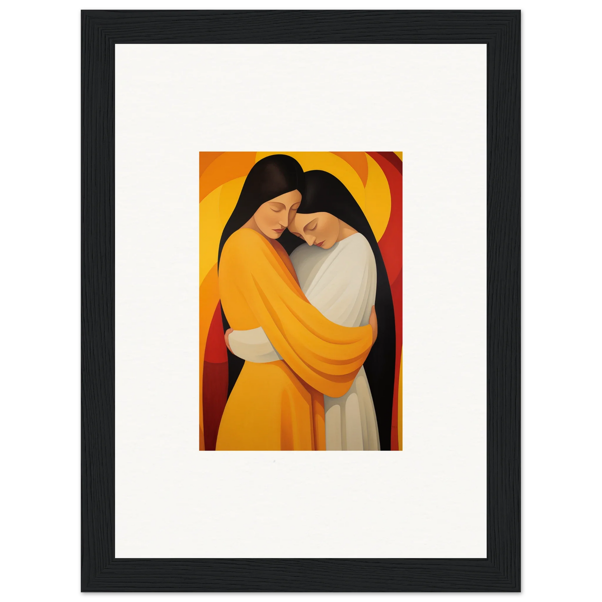 Framed canvas print of two figures in yellow robes, perfect for your Sun Nyah room decoration