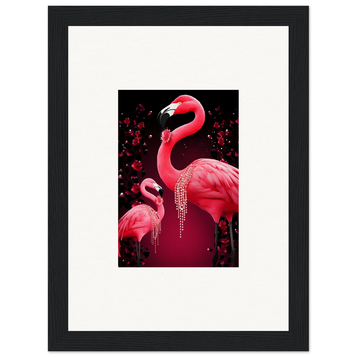 Vibrant pink flamingos with glittery accents for trendy room decoration canvas print