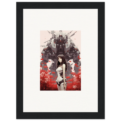 Framed canvas print of an anime woman in Mechanical Amour Reverie for unique room decoration