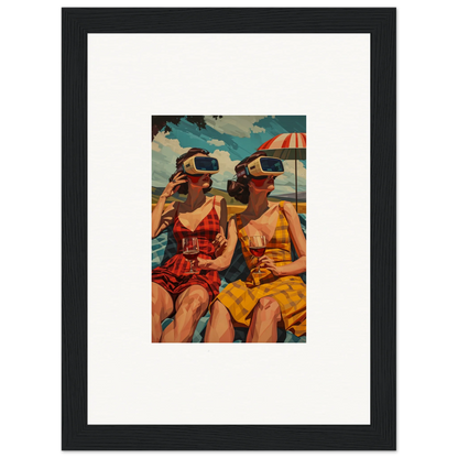 Framed vintage artwork of women in swimsuits perfect for morning sunshine room decoration