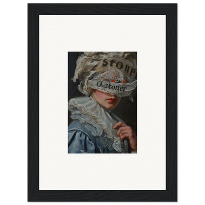 Framed canvas print of a person in an ornate headdress for unique room decoration