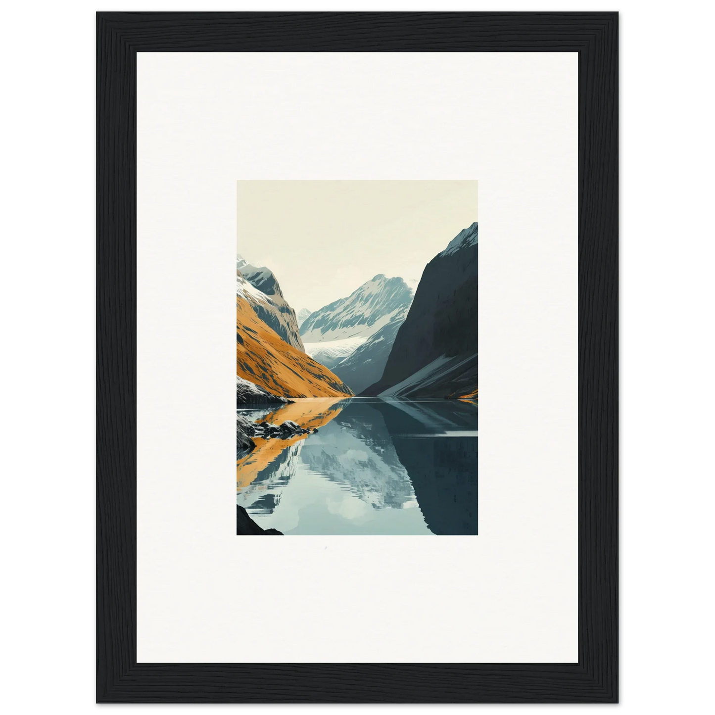 Framed canvas print of glacier harmony in a serene lake for stylish room decoration