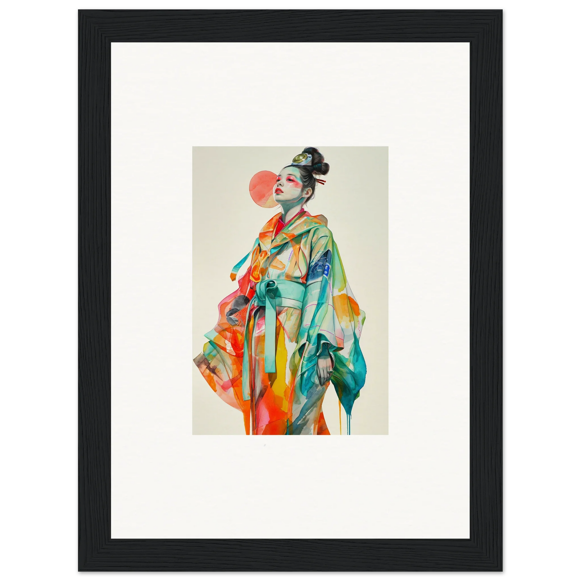 Colorful portrait of a person in traditional attire for a vibrant rainbow essence canvas print