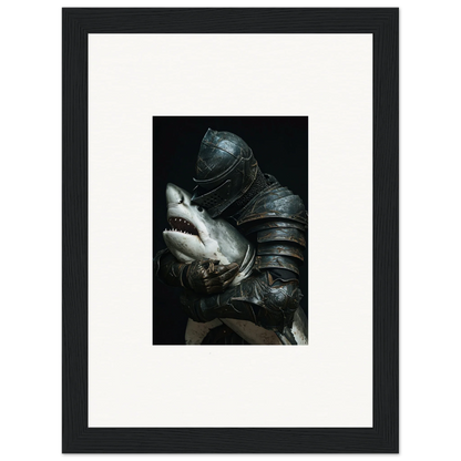 Knight in armor holding a shark for cool room decoration canvas print Shark Epiphany