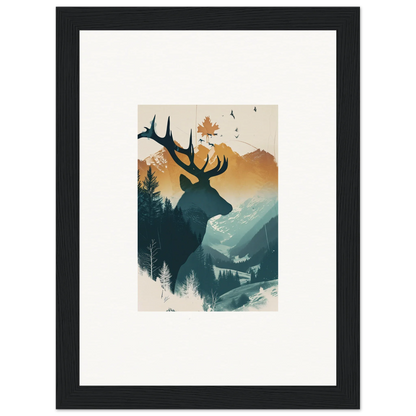 Silhouette of a deer with antlers in Stag Haze canvas print for room decoration