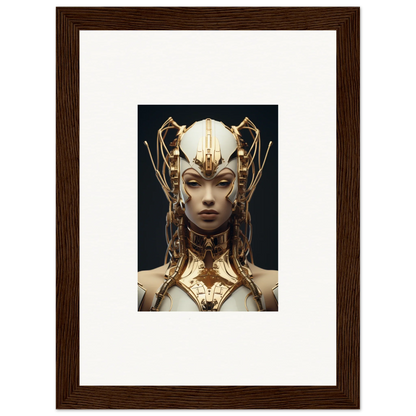 Ornate golden headdress on a figure, perfect for Future Echoes Muse canvas print decor