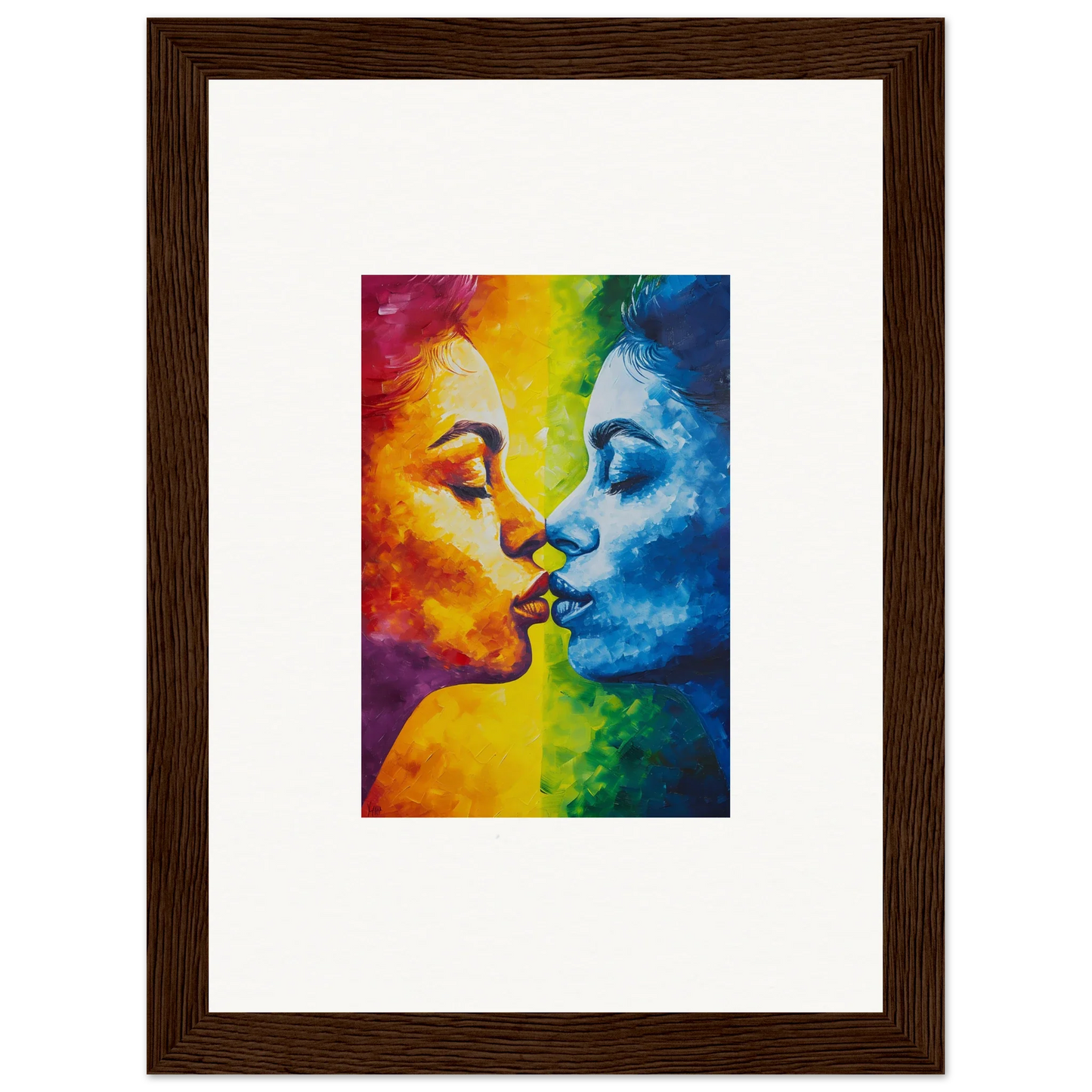 Colorful canvas print of a serenity kiss for vibrant room decoration