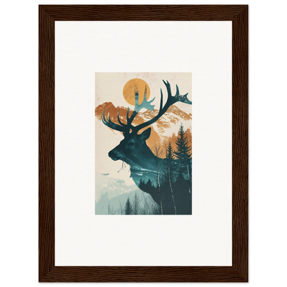 Silhouette of a deer over nature, perfect for Mirage Visions canvas print room decoration