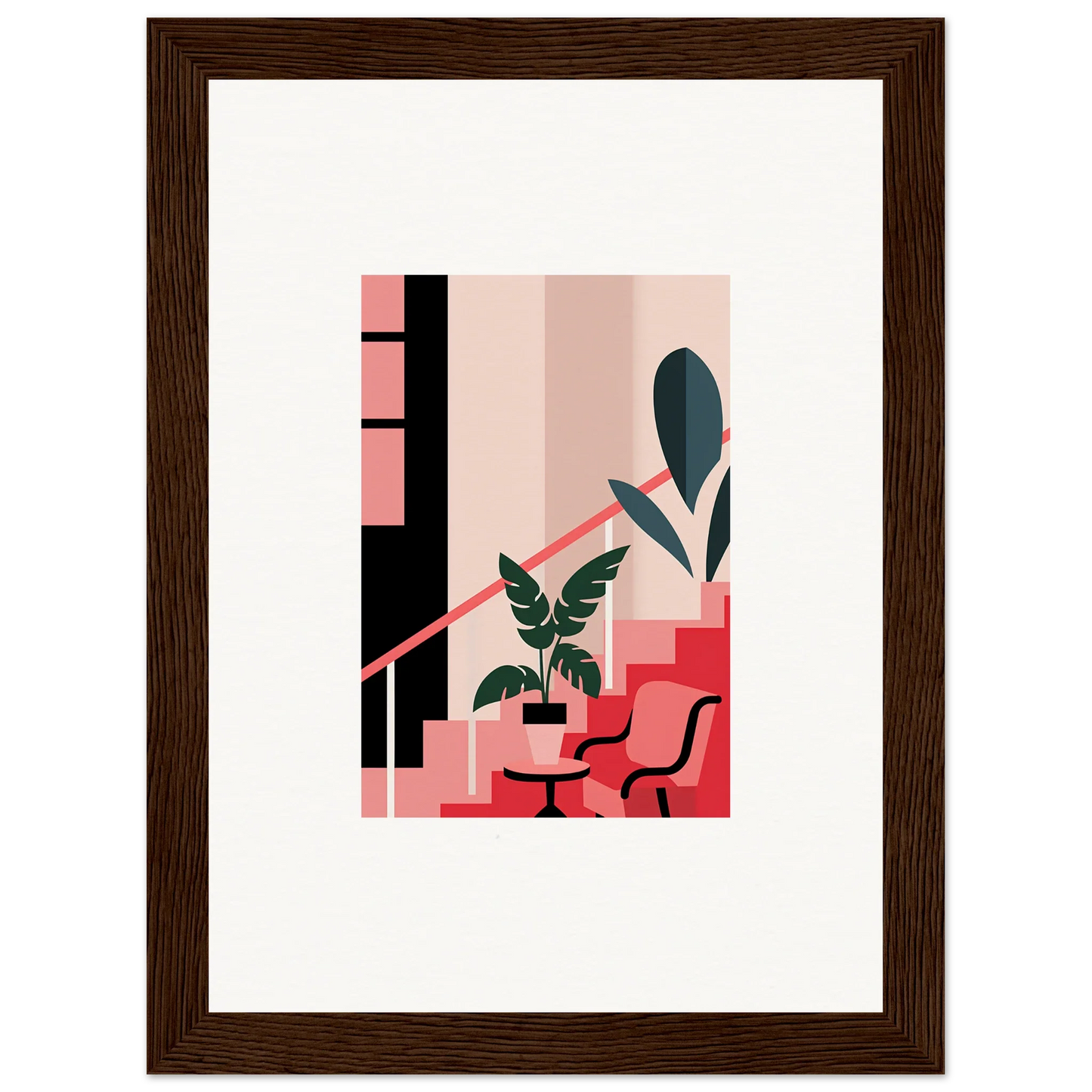 Framed minimalist canvas print of a potted plant for dreamy room decoration