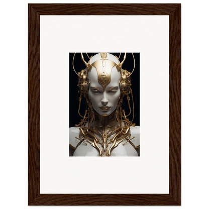 Futuristic humanoid art with gold headpieces for a stylish Monarch Dream canvas print