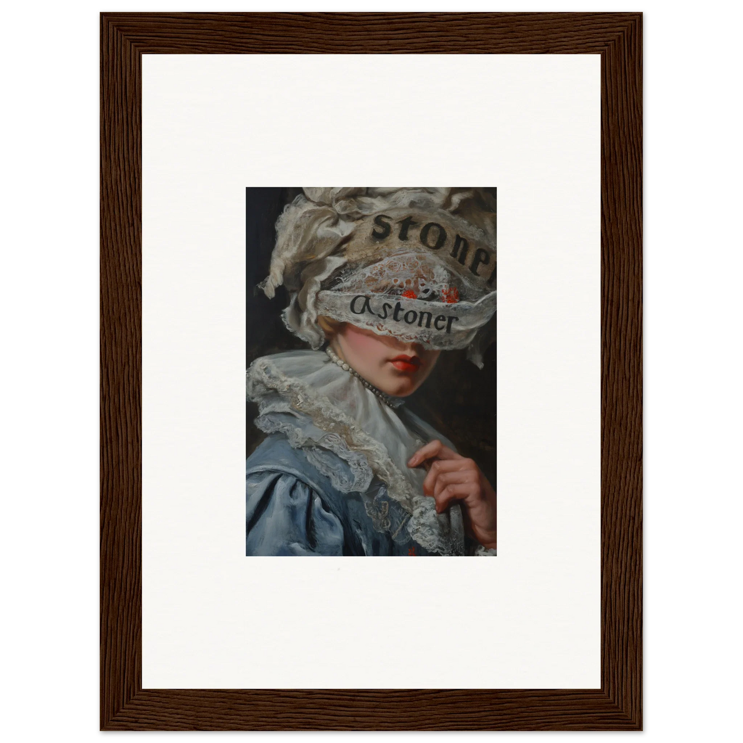 Framed portrait of a person in ornate headdress, perfect for veil cognition room decoration