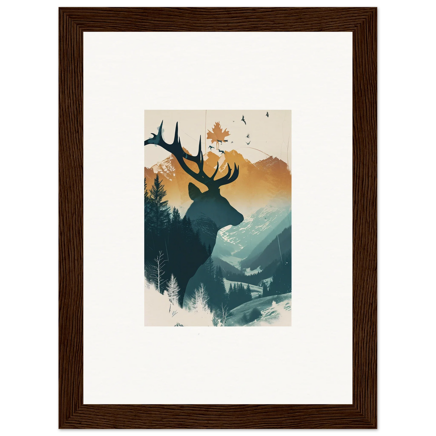 Stylized stag haze canvas print framed artwork for stylish room decoration