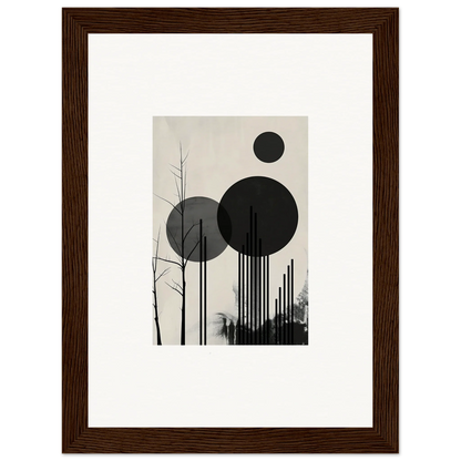 Framed black and white abstract geometric canvas print for stylish room decoration