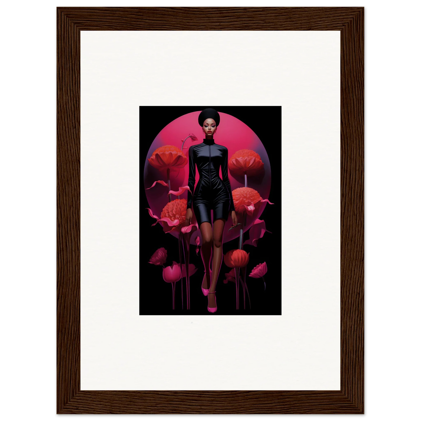 Framed canvas print of a stylized female figure in Tribal Reverie for room decoration