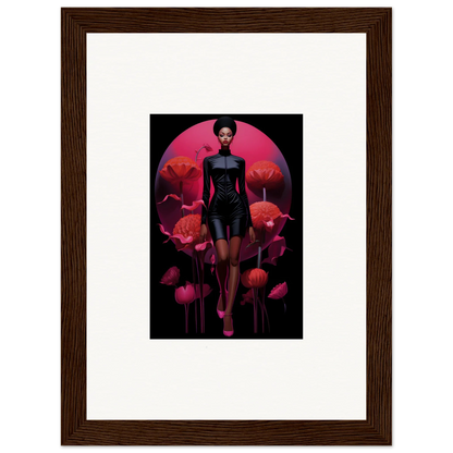 Framed canvas print of a stylized female figure in Tribal Reverie for room decoration