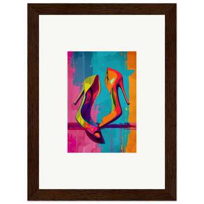 Colorful abstract high-heeled shoes canvas print for stylish room decoration with Enigma Dance vibe