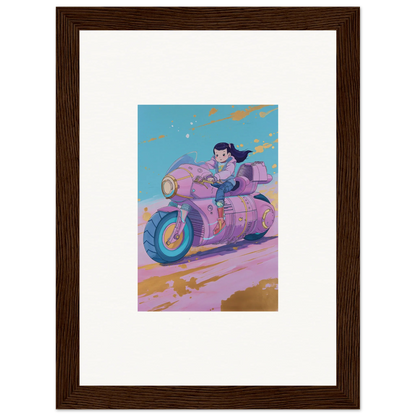 Cartoon motorcycle in pink and purple on a canvas print for your Paintfall Venture decor