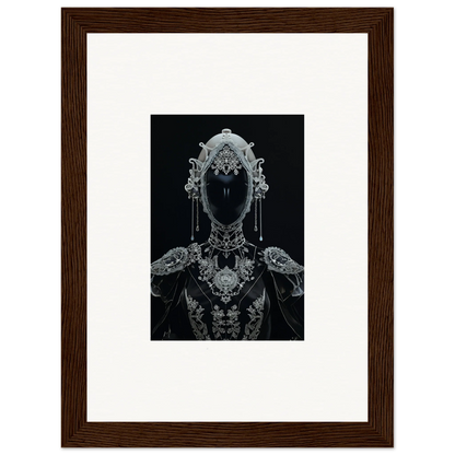 Ornate silver headdress on a shadowy figure, perfect for a Nebulae Princess canvas print