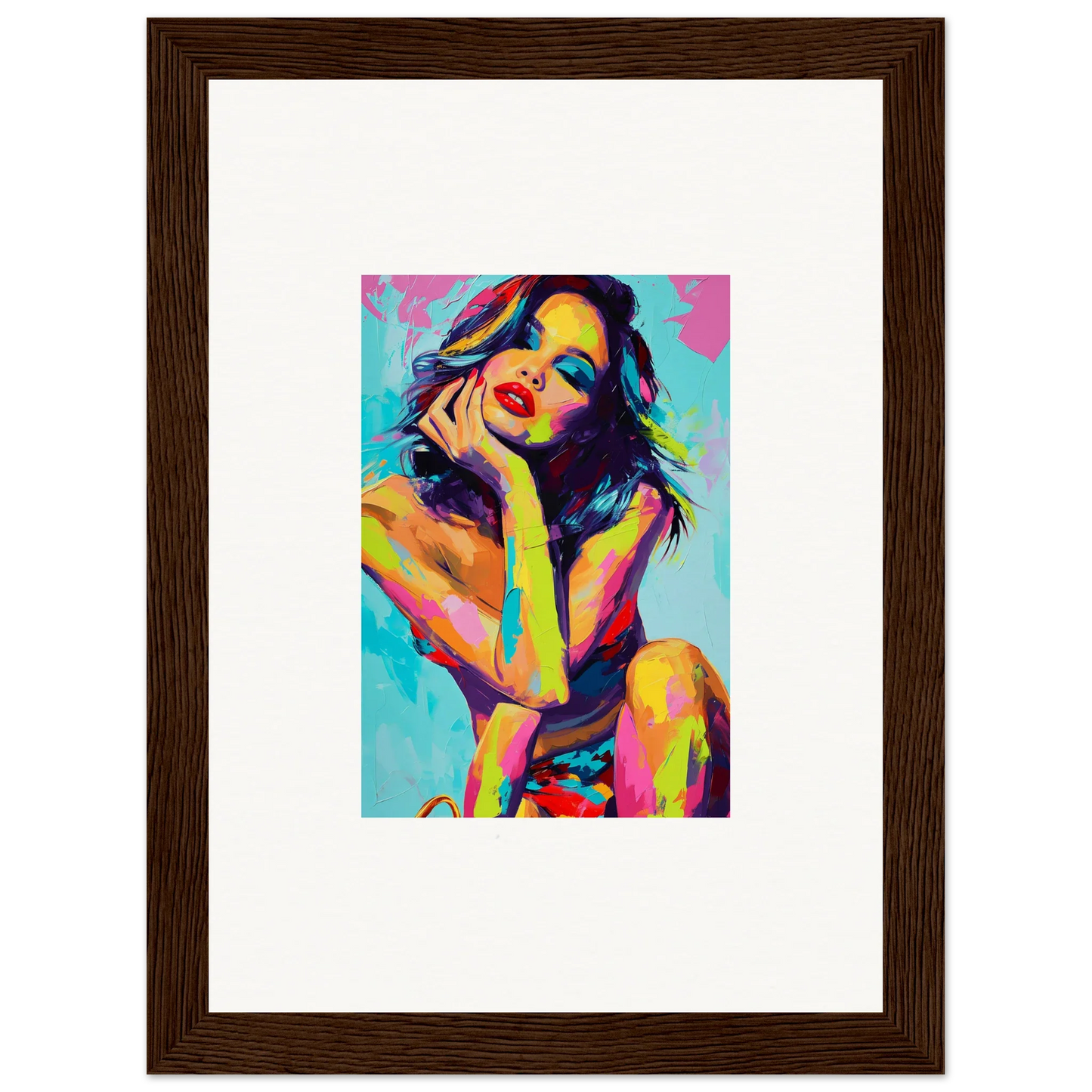 Colorful pop art portrait of a woman ideal for room decoration as a canvas print