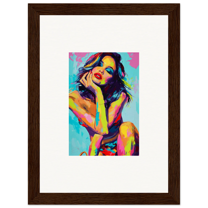 Colorful pop art portrait of a woman ideal for room decoration as a canvas print