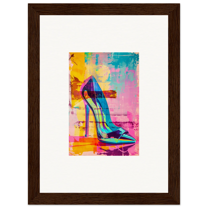 Vibrant illustration of a high-heeled stiletto for Noir Reverie wall decor