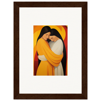 Framed canvas print of Timid Sun Nyah with two figures in yellow and white robes